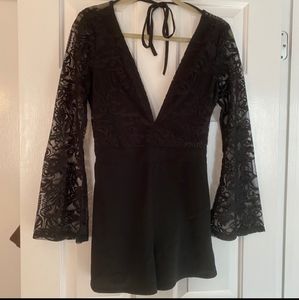Gorgeous black romper w/ lace sleeves